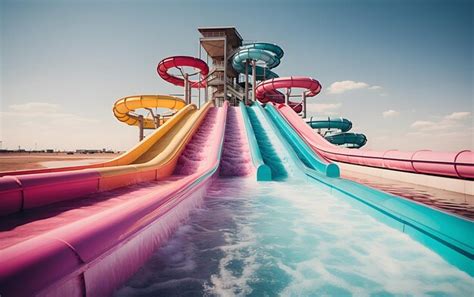 Premium AI Image | Beautiful water park with colorful water slides