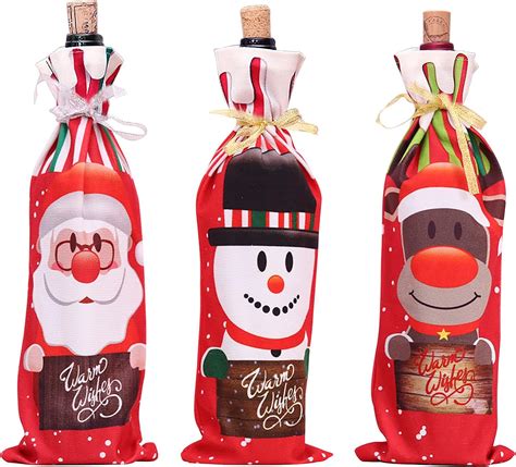 Amazon OHLOMJES Christmas Wine Bottle Bag Set Festive Christmas