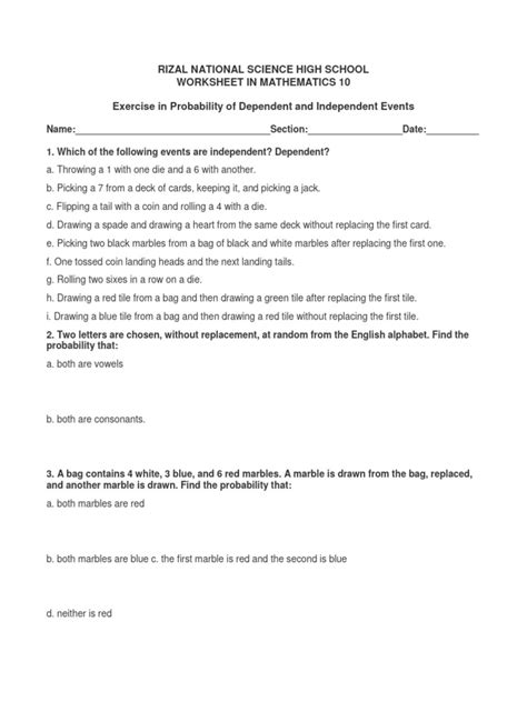 Worksheet Math Template | PDF