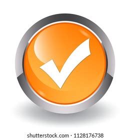 Validation Icon Glossy Orange Button Stock Illustration 1128176738