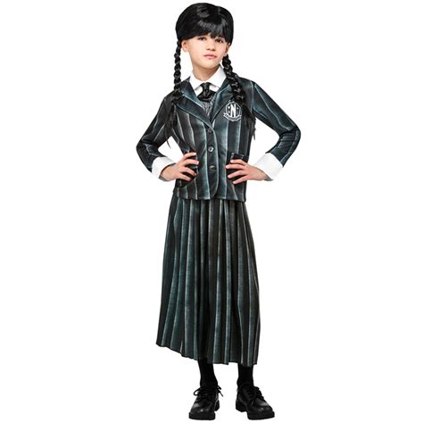 Fato De Wednesday Addams Em Uniforme De Crian A Por