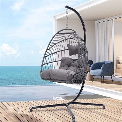 Buy Swing Egg Chair With Stand Indoor Outdoor Wicker Rattan Patio