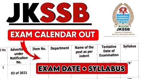 Jkssb New Exam Calendar Out Jkssb New Exam Dates Announced By Jkssb