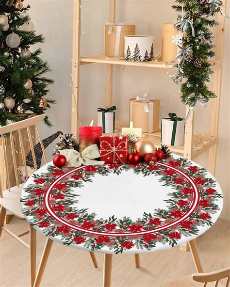 Amazon Christmas Day Round Fitted Table Cover For Dining Tables