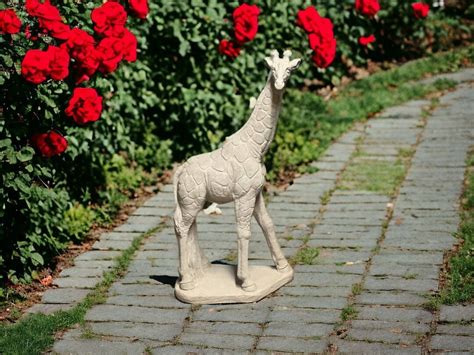 Standing Giraffe Garden Statue Large Giraffe Concrete Sculpture Massive