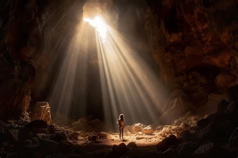 Premium Photo Sunlight Coming To A Cave Crack Generative Ai