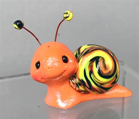 Snail Polymer Clay Figurine Sculpted Clay Snail Figure Etsy