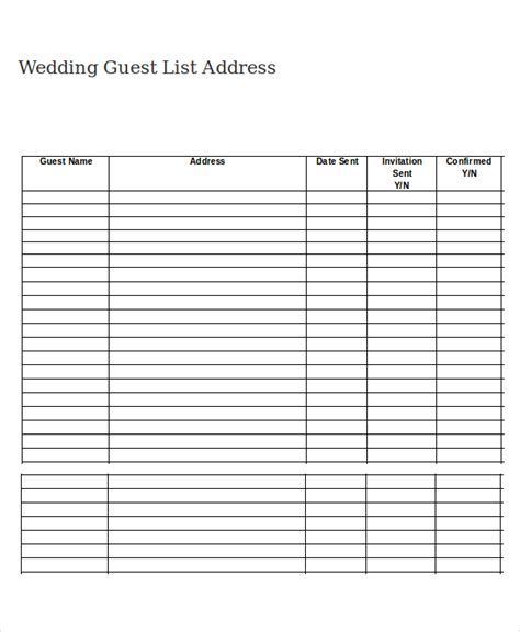 Wedding Guest List Template - 9+ Free Word, Excel, PDF Documents Download