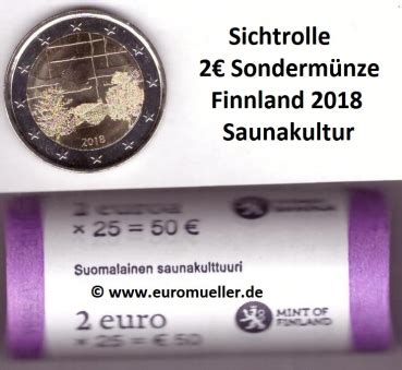 euromueller de Rolle 2 Euro Sondermünze Finnland 2018 Sauna