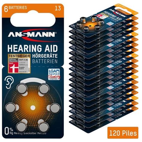 ANSMANN Piles Auditives Taille 13 PR48 120 Piles Zinc Air Pour