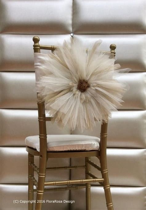 Tulle Flower Chair Sash Wedding Party Chair Decoratinon Etsy Housse