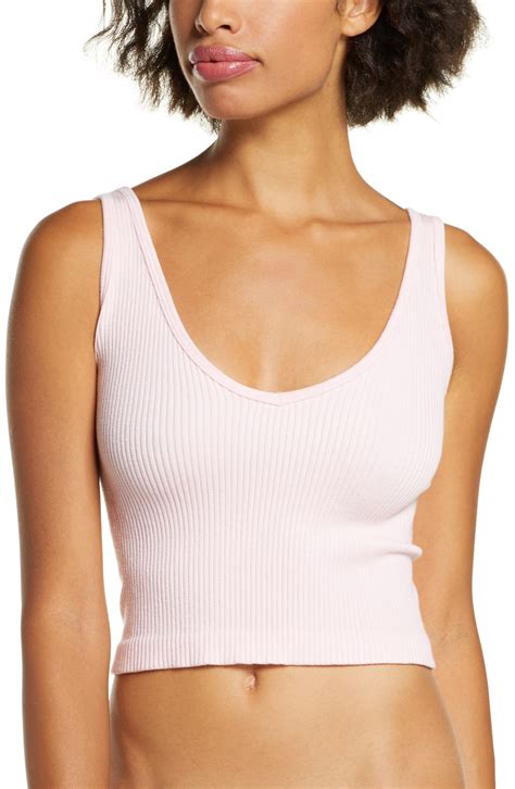 Womens Free People Intimately Fp Solid Rib Brami Crop Top Size Mediumlarge Pink Fashion