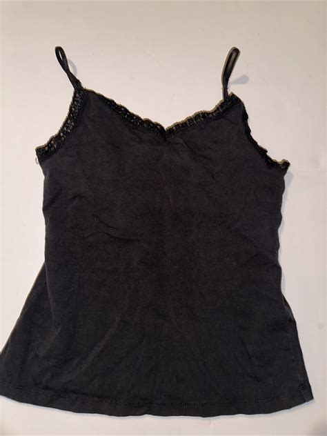 Esprit Ladies Black Tank Top Camisole M Built In Bra Lace Trim