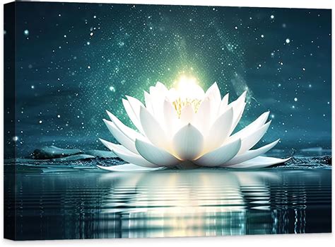 Amazon Ccwacpp Zen Wall Art White Lotus Flowers Canvas Painting