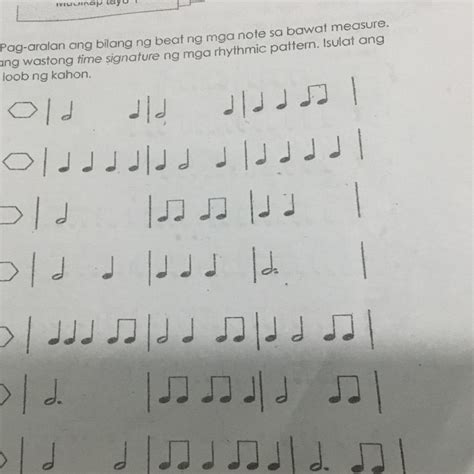 Pag Aralan Ang Bilang Ng Beat Ng Mga Note Sa Bawat Measure Tukuyin Ang