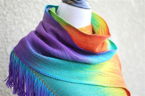 Handwoven Scarf Woven Rainbow Scarf Gay Scarf In Red Green Etsy