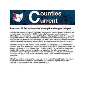 Fillable Online Proposed Flsa White Collar Exemption Changes Delayed