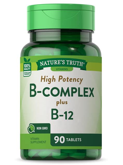 Natures Truth Vitamin B Complex Plus B12 90 Tablets Vegetarian And Non Gmo Supplement