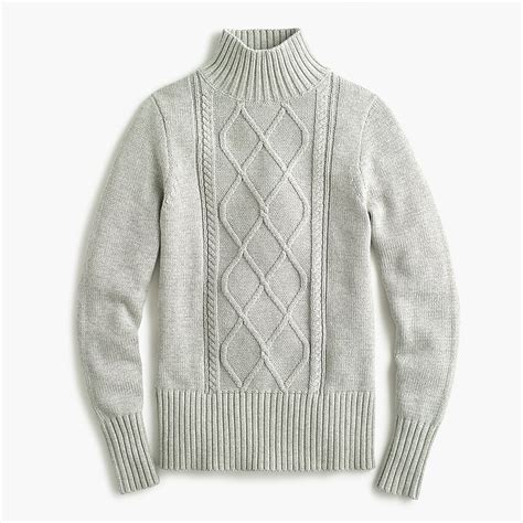 J Crew Mockneck Center Cable Knit Sweater Small Cable Knit Sweaters