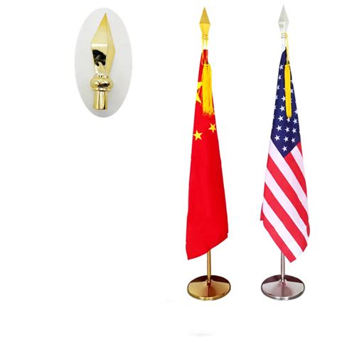 1pcs Customized 2m Length Heigh Gold Flag Pole Indoor Standing Floor