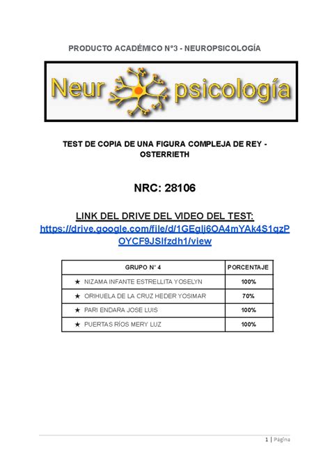 Pa Grupo Neuropsicologia Producto Acad Mico N Neuropsicolog A