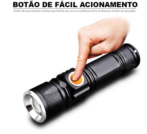 Lanterna T Tica Profissional Usb Led T Bateria Recarreg Vel