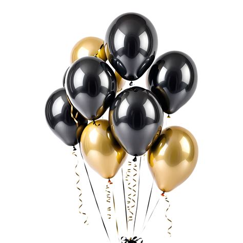 3D Realistic Helium Black and Gold Balloons Isolated. AI Generative ...