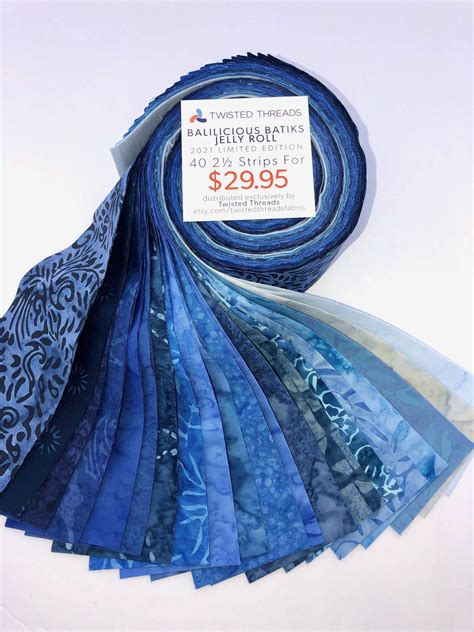 Tt Exclusive Balilicious Batik Blue Indigo Navy Blue Jelly Roll 40 25 Inch Fabric Strips In