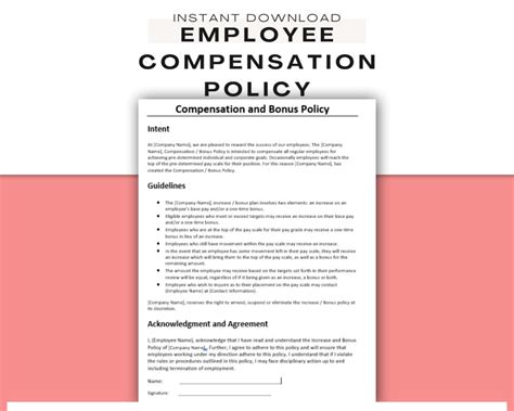 Employee Compensation Policy New Hire Paperwork Human Resources