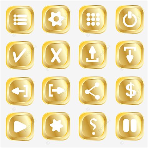 Buttons Set Vector Hd Png Images Golden Game Button Set Game Button