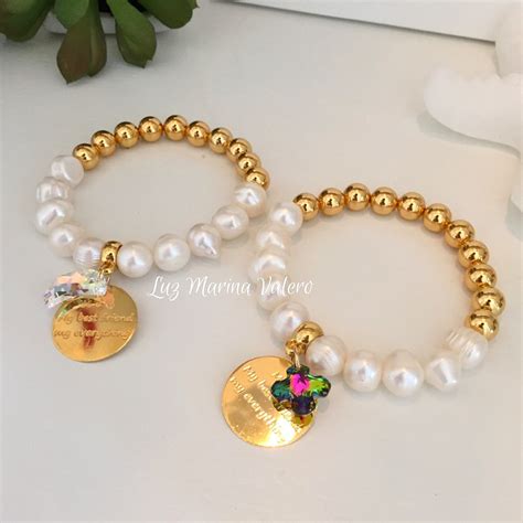 Pulseras de perlas dije de mamá y dije de swarovski by Luz Marina