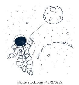 Vector Illustration Hand Drawn Astronaut Doodle Stock Vector Royalty