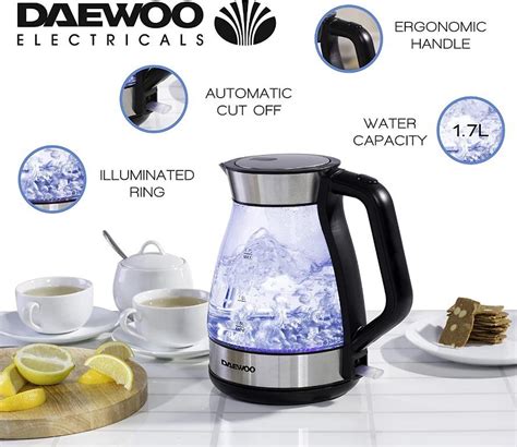 Daewoo Sda Illuminating Led Glass Kettle With Degree Rotational