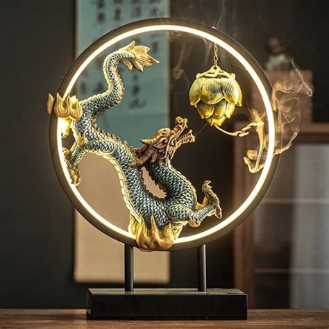 Encensoir en céramique Dragon chinois lampe Zen flux d anneau