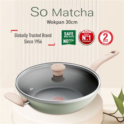 Tefal So Matcha Wokpan With Lid 30cm Non Stick Cookware G17916