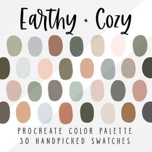 The Earthy And Cozy Color Palette Is Shown