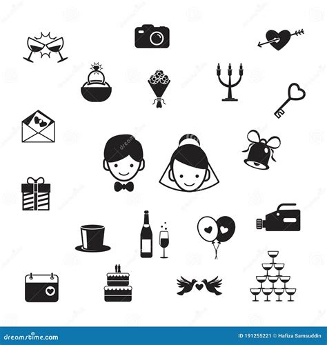 Collection Of Wedding Icons Vector Illustration Decorative Design