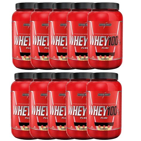 Kit 10x Super Whey 100 Pure 907g Cookies And Cream Integralmédica