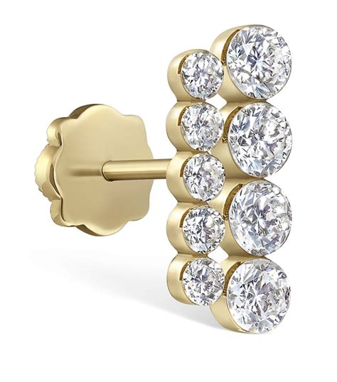 Maria Tash Yellow Gold Invisible Set Diamond Apsara Bar Threaded Stud