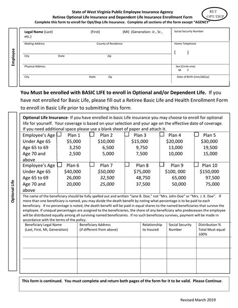 West Virginia Retiree Optional Life Insurance And Dependent Life