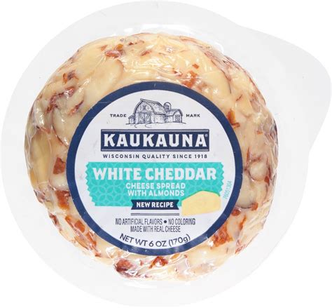 Kaukauna Cheeseball White Cheddar Spreadable Cheese With Almonds Oz