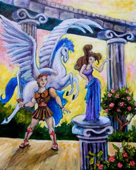 Hercules Pegasus and Meg Painting by Sebastian Pierre