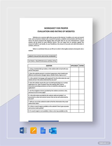 website rating template  google docs pages word