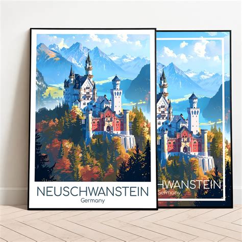 Neuschwanstein Travel Poster Neuschwanstein Poster Wall Art Germany