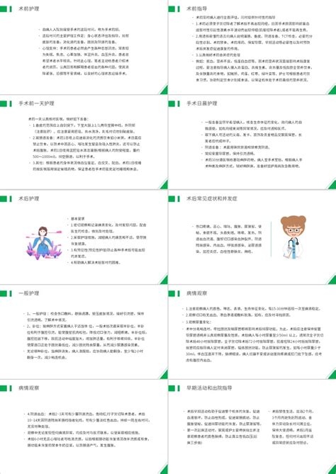 绿色简约风医疗医学子宫肌瘤围手术期护理ppt模板 格调办公