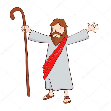 Jesucristo El Pastor Con Los Brazos Abiertos Vector Gráfico Vectorial