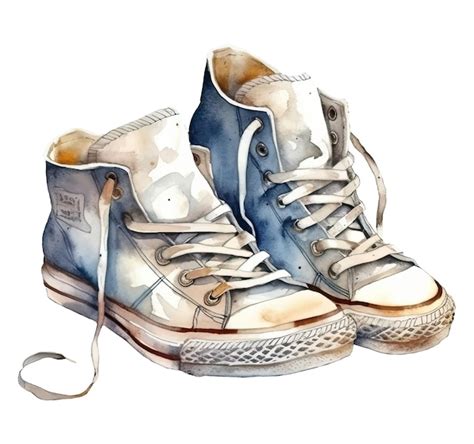 Una Pintura De Acuarela De Un Par De Zapatos Converse Vector Premium