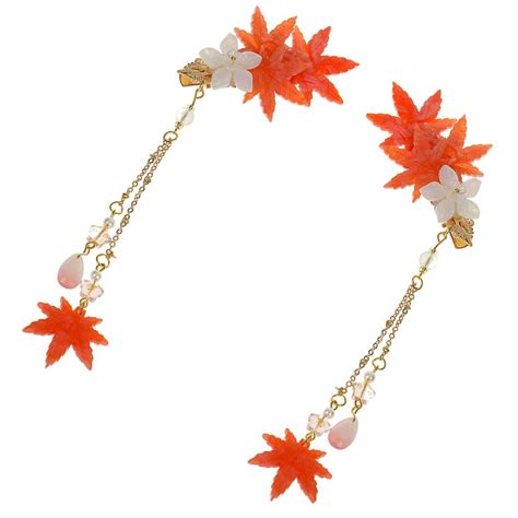 1 Pair Womens Hair Clips Tassel Autumn Leaf Hair Clips Chinese Hair