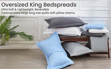 Qucover Oversized King Coverlet Set Grey 3 Piece