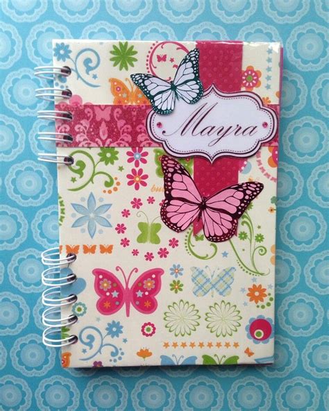 Agenda Tipo Cuaderno Personalizada Con Motivo De Mariposas Con